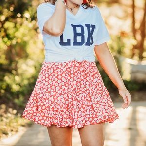 Red and white swing skirt